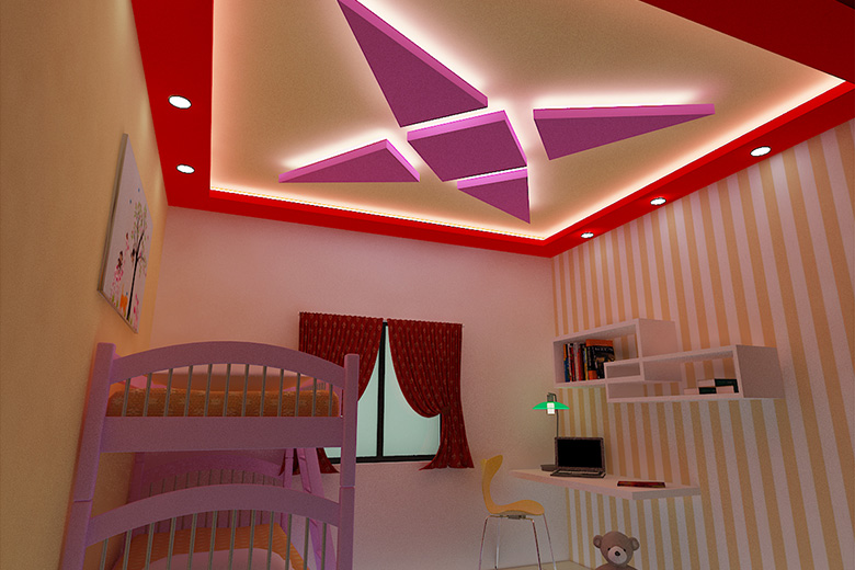 Gypsum Board Ceiling Design Provides Noise Protection